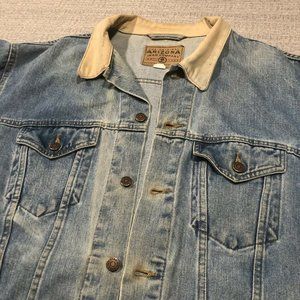 VINTAGE Arizona Jeans Jacket Denim Wash Distressed